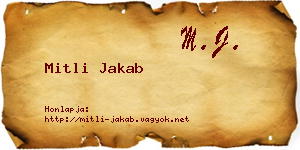 Mitli Jakab névjegykártya